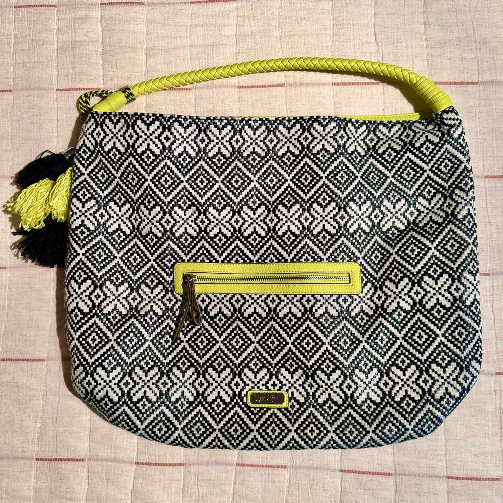Jessica Simpson Black & White & Neon Yellow Shoulder Bag - Picture 2 of 8